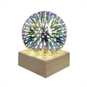 Wood Colorful 3D Magic Ball Projection Lamp Usb Power Night Light For Xmas Gift - MRSLM