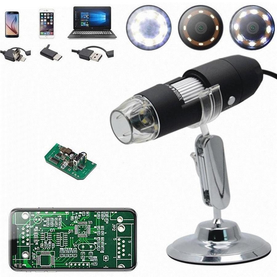 DANIU HD 2.0MP 1000X 3 IN 1 USB Android Type-c Microscope Electronic Digital Microscope 1920*1080P Resolution For Mac Android Windows Vista System - MRSLM