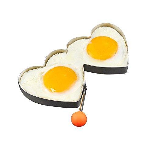 KC-ER096 Stainless Steel Heart Shape Fried Egg Mold Pan Cake Omelette Ring Kitchen Tools (Silver) - MRSLM