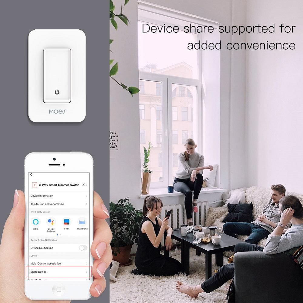 MoesHouse WiFi Smart Light Switch Control by Smart Life/Tuya APP Works with Alexa Google Home for Voice Control - MRSLM