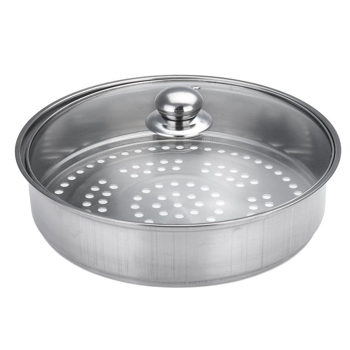 Steamer Cooker Pot Set Pan Cook Food Glass Lids Stainless Steel 28CM - MRSLM