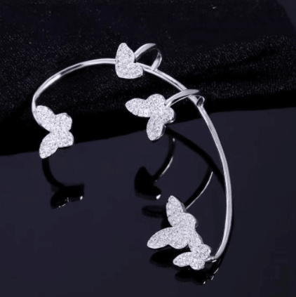 Full Diamond Butterfly Earrings Female Temperament Without Pierced Super Fairy - MRSLM