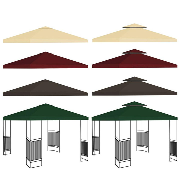 2-Tier 3x3m Garden Gazebo Top Cover Roof Replacement Fabric Tent Canopy - MRSLM