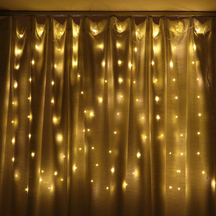3*1M USB 8 Modes 100 LED Curtain String Light with 10 Hooks Festival Decor Fairy Lamp Christmas Wedding - MRSLM