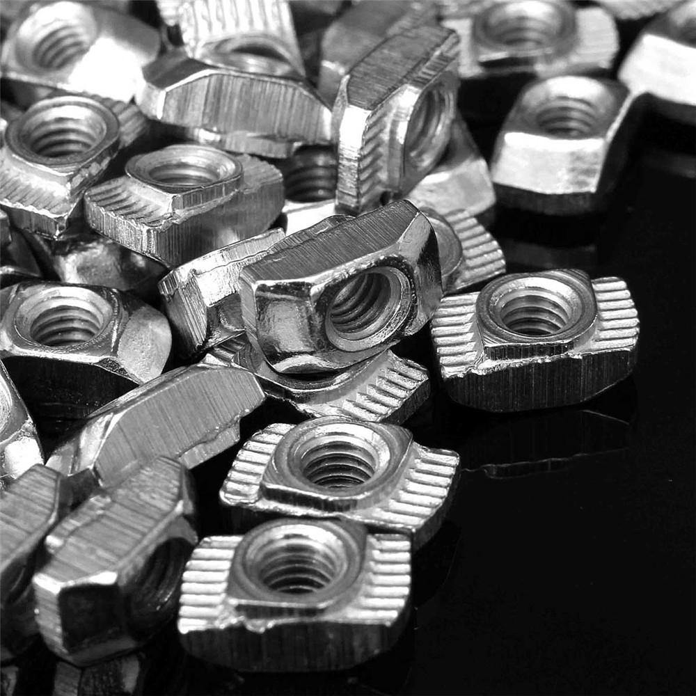 Drillpro 100pcs M5 Hammer Nut Nickel Plated Carbon Steel Aluminum Connector T Fastener Sliding Nut - MRSLM