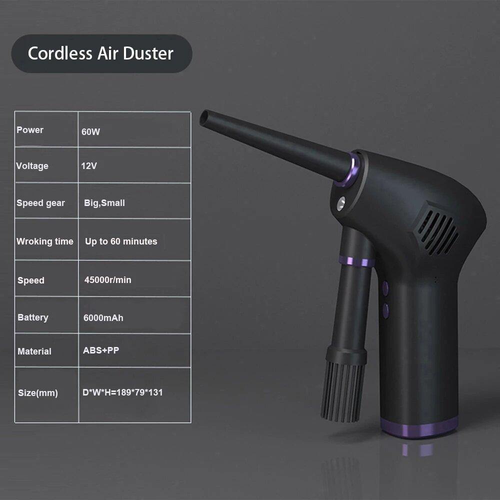 Rechargeable Cordless Air Duster for Computer & PC Home Car Cleaning 45000RPM 70M/S Cleaner Tools - MRSLM