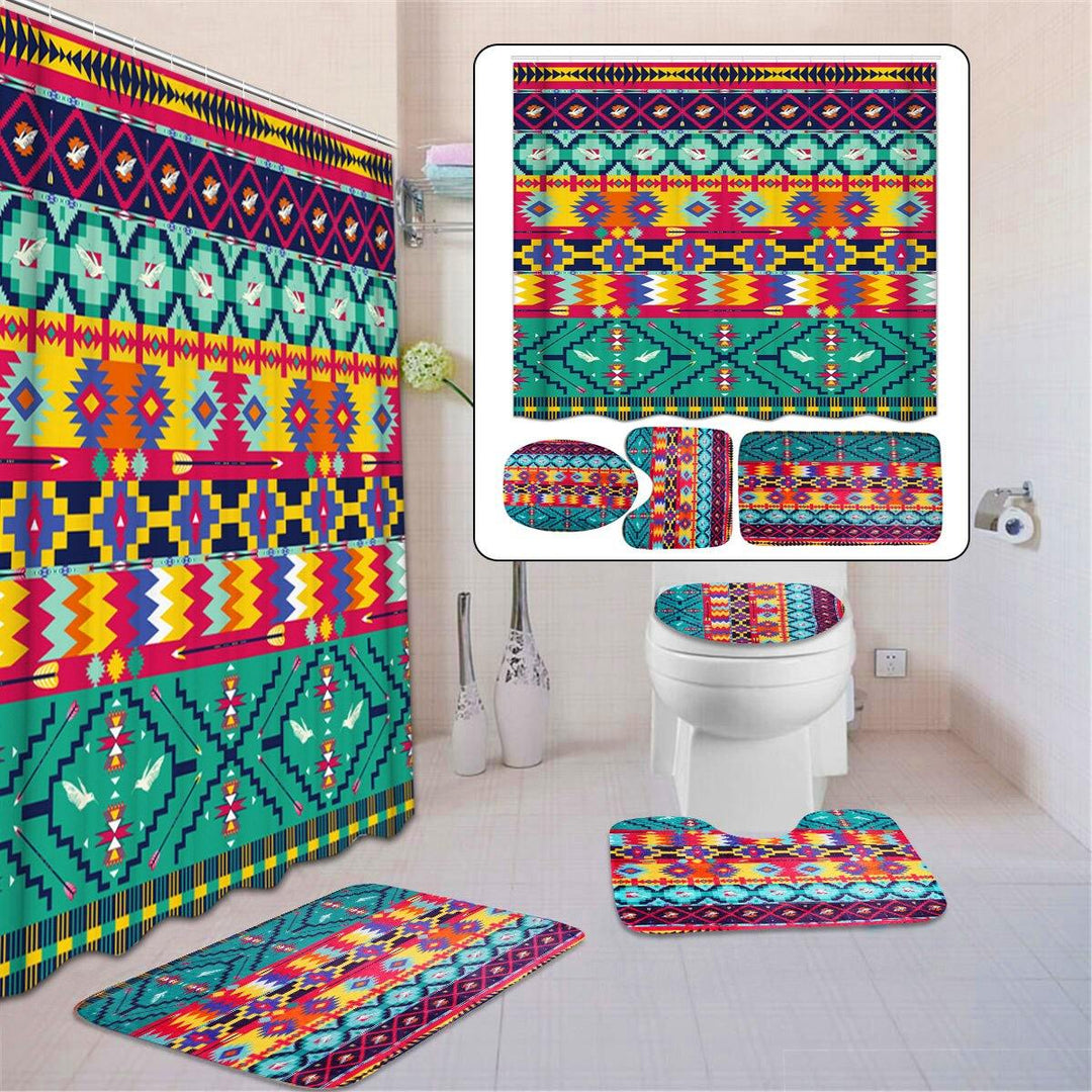 3PCS Bathroom Set Toilet Cover Mat Non-Slip Rug Pedestal Rug Floor Carpet Home Decor (#3) - MRSLM