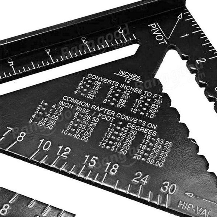 7 Inch Aluminum Triangle Ruler Speed Square Rafter Angle Miter Protractor Measuring - MRSLM
