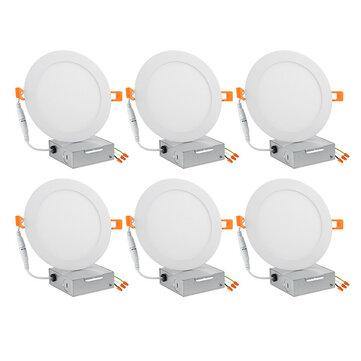 6/12 Pcs 6Inch LED Recessed Light Panel 12W with Junction Box Dimmable Can Down Lighting - MRSLM