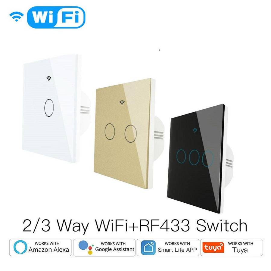 Moeshouse 220V WiFi Smart Light Switch RF433 No Neutral Wire Single Fire Smart Life Tuya App Control Works with Alexa Google Home - MRSLM