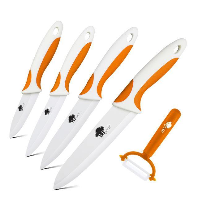 MYVIT Ceramic Knife Kitchen 3 4 5 6 inch + Peeler White Blade Paring Fruit Vegetable Chef Utility Knife Cooking Tools Set - MRSLM