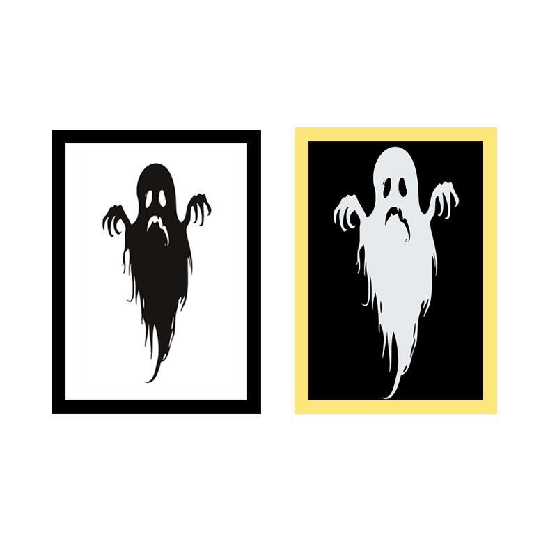 Miico Hand Painted Combination Decorative Paintings Halloween Ghost Wall Art For Home Decoration - MRSLM
