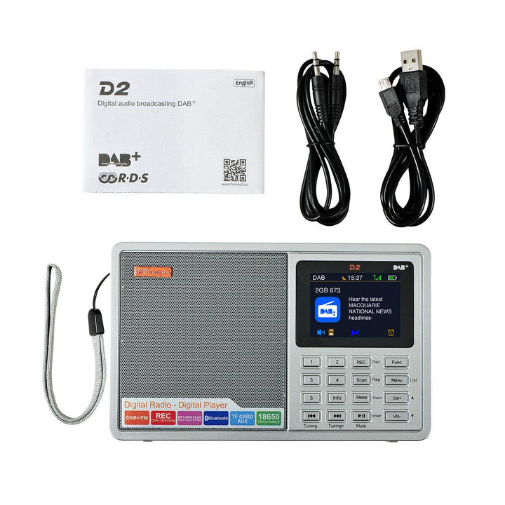 GTMEDIA D2 DAB+ 174.92-239.20MHz DAB FM Full Band Digital Radio MP3 Music Player Clock Alarm - MRSLM