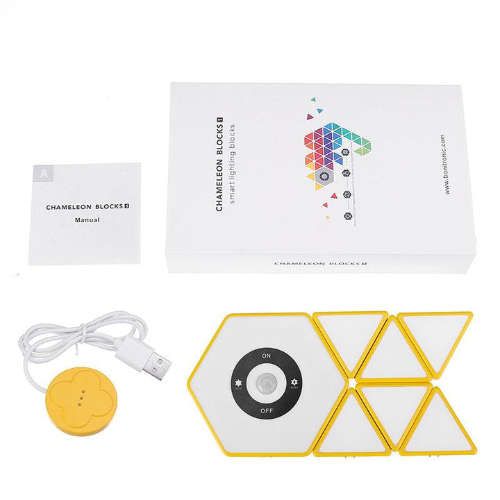 DC5V USB DIY Smart Puzzle Night Light Touch-sensitive Color-changing Toy-White / Yellow (Yellow) - MRSLM