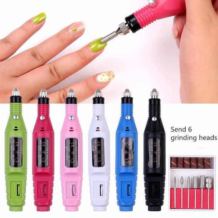 1Set Electric Nail Kit Nail Tips Manicure Machine Electric Nail Art Set Pen Pedicure 6 Bits Nail Art Tools Kit suit for 2.35mm drill - MRSLM