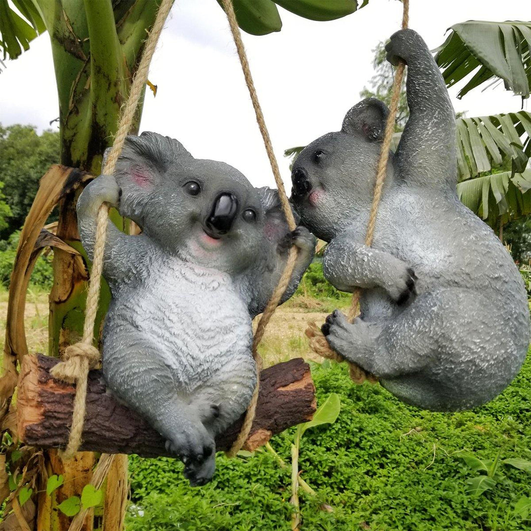 Cute Koala Hanging Swing Tree Ornament Figurine Statues Garden Sculptures Gift Decorations - MRSLM
