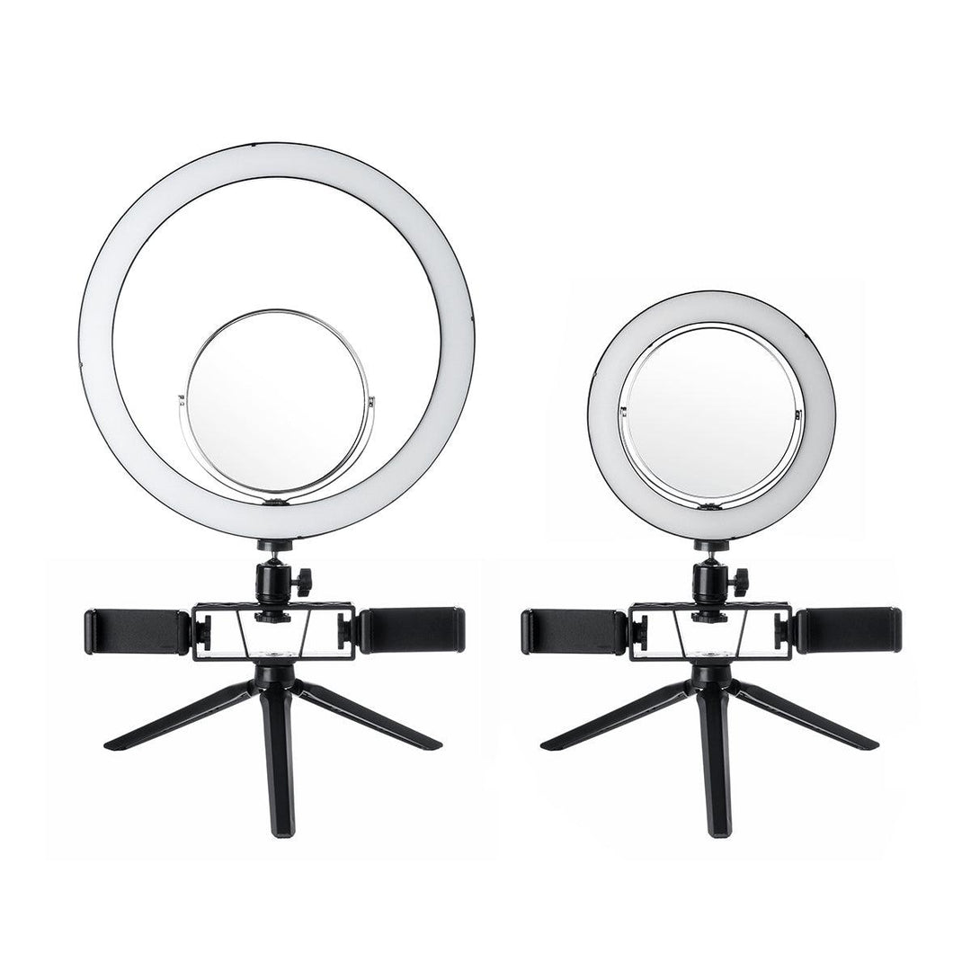 8.7/12.6 Inch LED Dimmable Video Ring Light Tripod Stand with Mirror 2 Phone Clip for Youtube Tik Tok Makeup Live Streaming - MRSLM