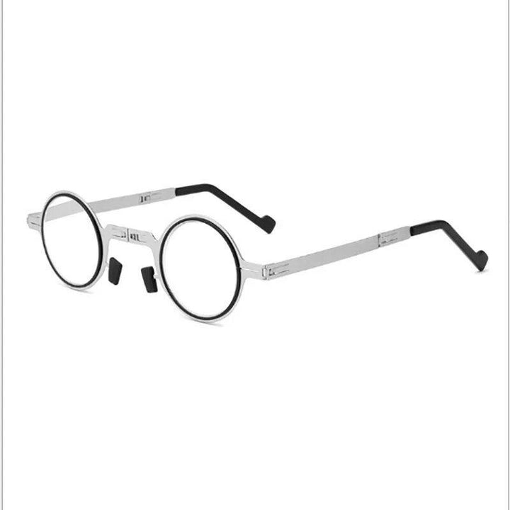 Round Reading Glasses Blocking Blue light Glasses Reader Foldable Ultra Thin Paper Glasses Metal Eyeglasses for Men Women - MRSLM