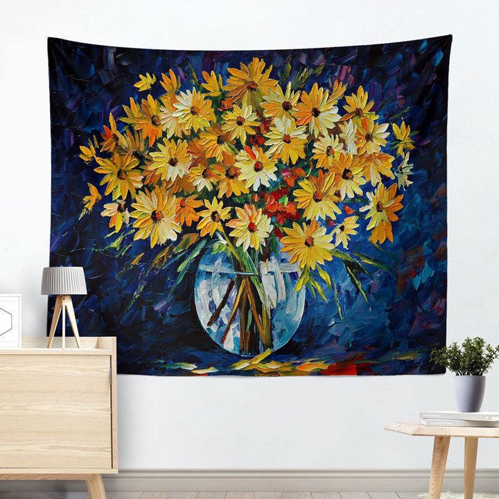 Flower Daisies Blanket Tapestry Hanging Wall Cloth Decoration Background Cloth Tablecloth Curtain (8 130x150cm) - MRSLM