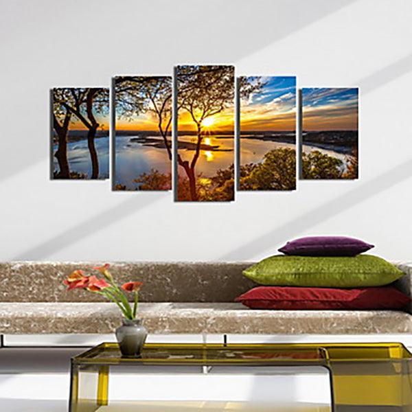 5Pcs Canvas Print Paintings Landscape Wall Decorative Print Art Pictures Frameless Wall Hanging Decorations for Home Office - MRSLM