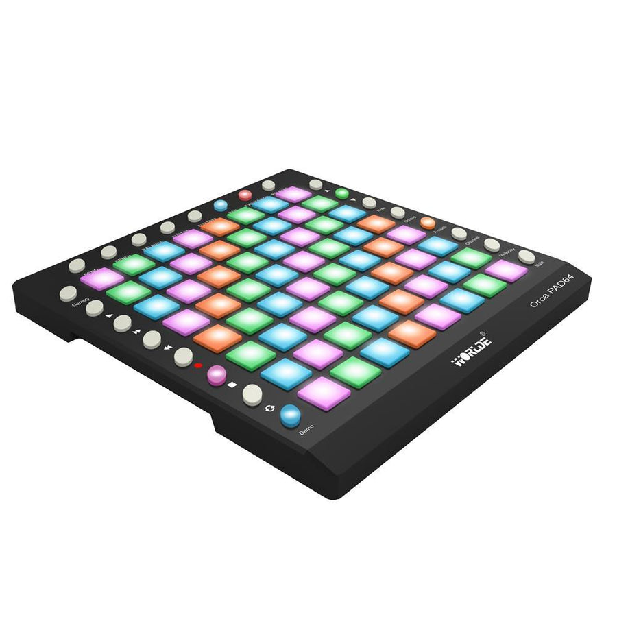 WORLDE ORCA PAD64 Portable MIDI Controller 64 Drum Pads with USB Cable (Black) - MRSLM