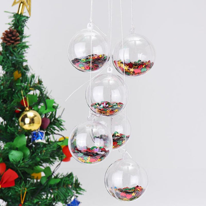 6PCS Christmas Party Home Decoration 5CM Sequin Transparent Ball Bauble Ornament Kids Children Gift - MRSLM