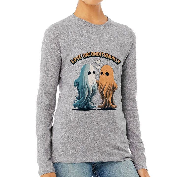 Love Unconditionally Women's Long Sleeve T-Shirt - Ghost Print Long Sleeve Tee - Graphic T-Shirt - MRSLM