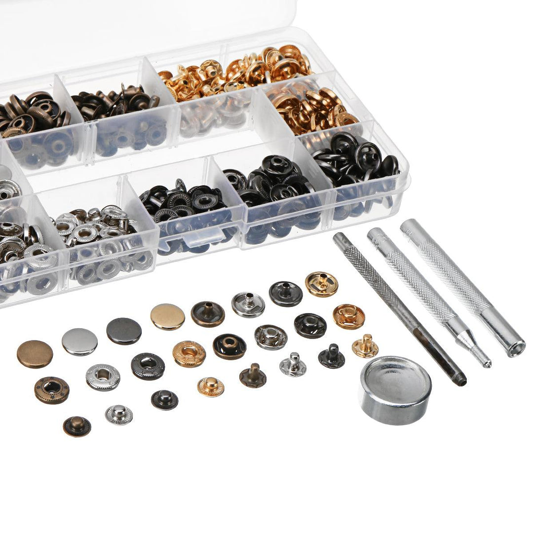 40/100 Set Rivets DIY Leather Craft Fasteners Buttons Copper Press Studs Silver Bronze Rivets With Tools - MRSLM
