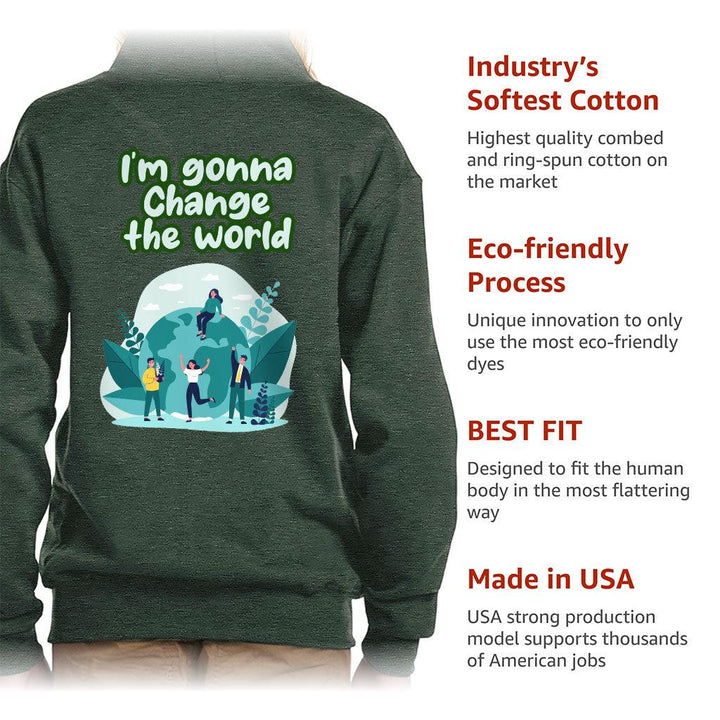 Change the World Kids' Full-Zip Hoodie - Motivational Quotes Hooded Sweatshirt - Illustration Kids' Hoodie - MRSLM