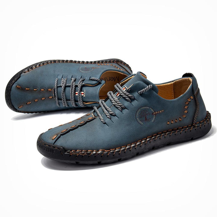 Men Hand Stitching Microfiber Soft Sole Casual Leather Shoes - MRSLM