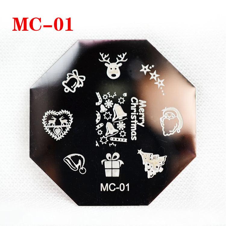 Dancingnail Christmas Nail Stamping Plates Image Stamp Template Manicure Stencil Santa Claus - MRSLM