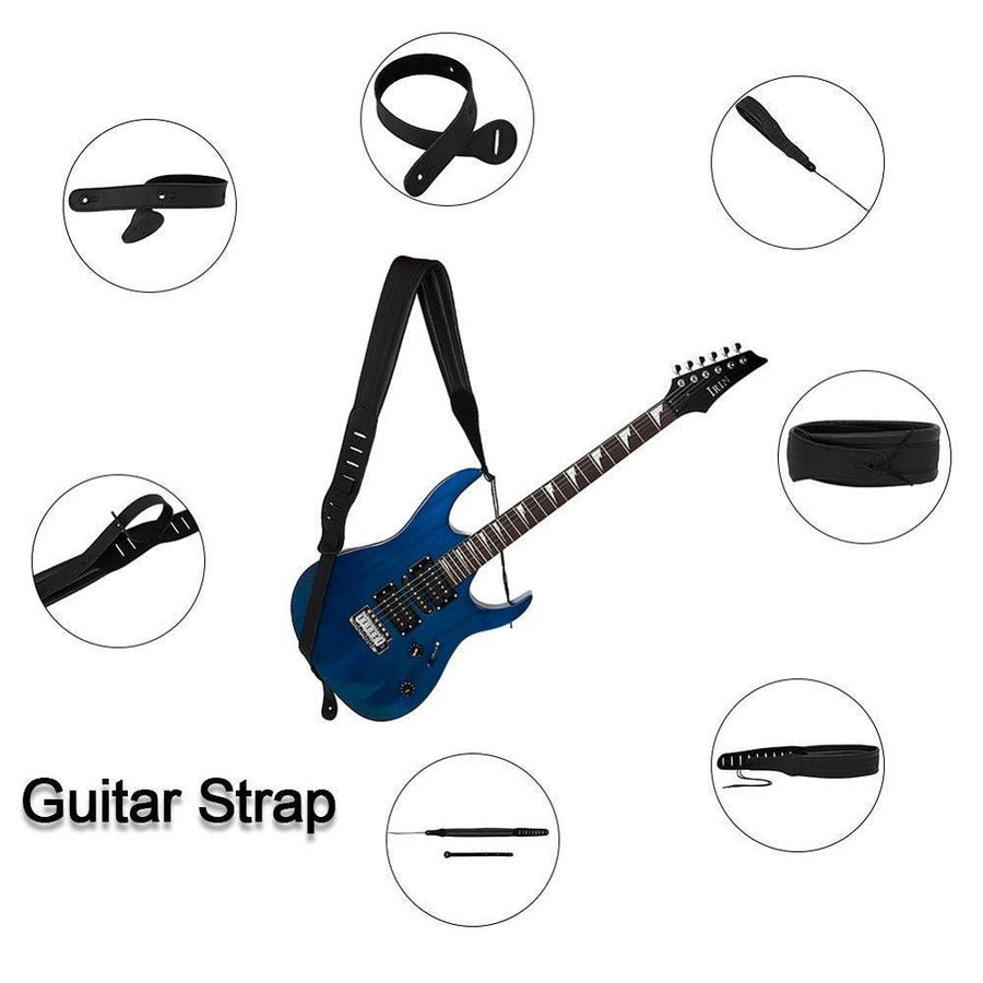 GS-06 Guitar Strap Thickened Widened Adjustable Decompression Leather Pearl Cotton Shoulder Strap for Guitar Bass - MRSLM