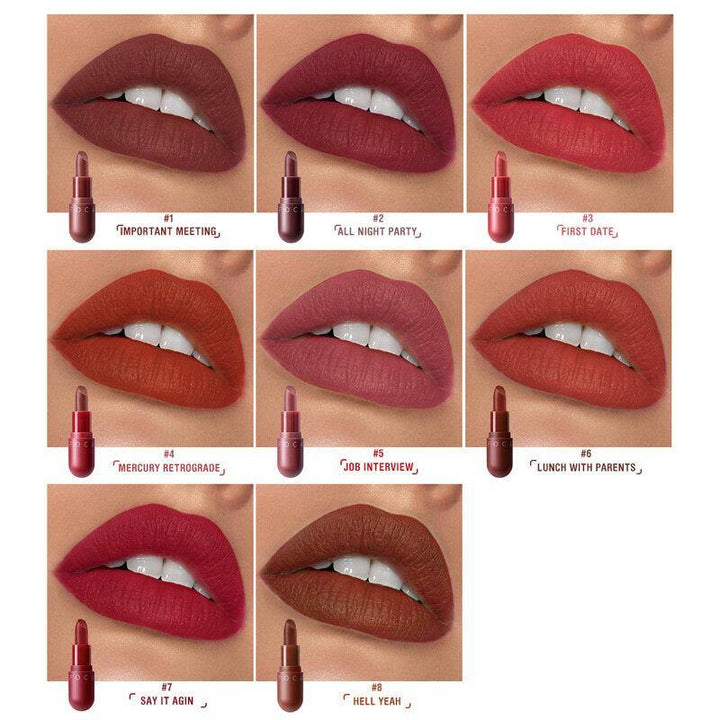 FOCALLURE 8 Colors Matte Lipstick Long-lasting Moisturizing Non-Fade Lip Makeup - MRSLM