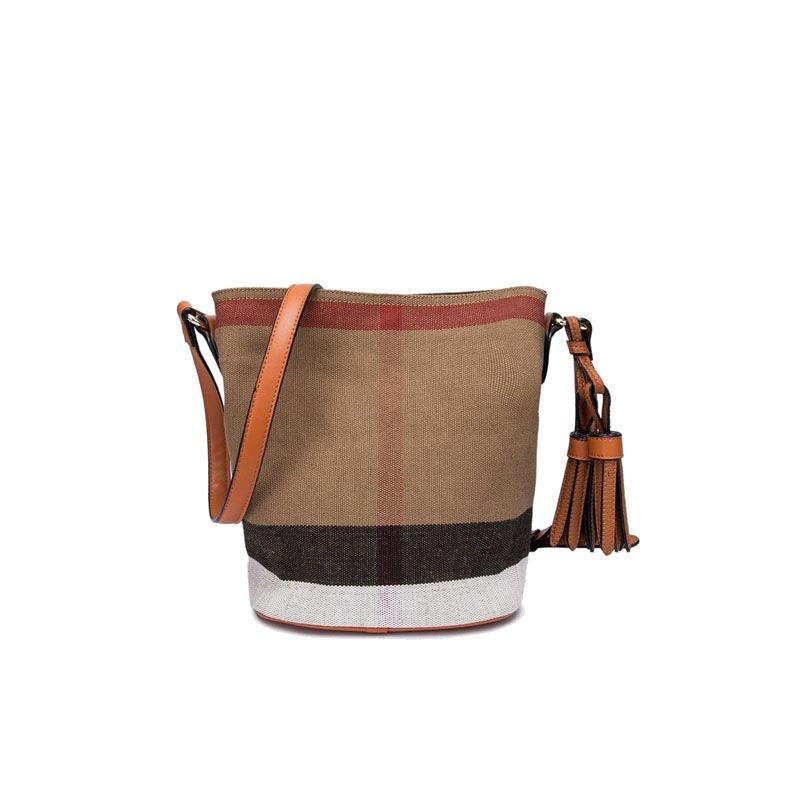 Striped One-shoulder Messenger Bag Fashion Tassel Canvas - MRSLM