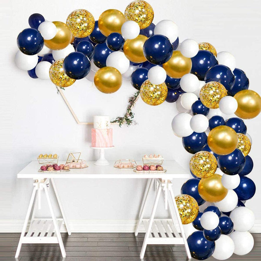 61Pcs Navy Theme Party Balloon Set Arch Latex Balloon with Gold Confetti Set for Kids Baby Shower Birthday Party Decoration - MRSLM