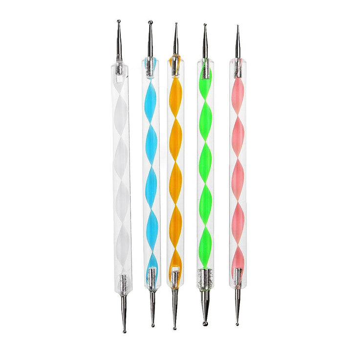 34Pcs Gel Nail Art Design Set Dotting Painting Drawing Polish Brush Pen Tool Kit - MRSLM