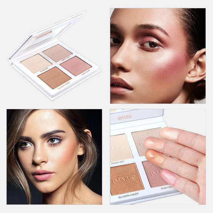 MAGIC Highlighter Powder Palette Shimmer Face Contouring Highlight Face Bronzer Makeup 4 Colors Highlighter Brighten Skin - MRSLM