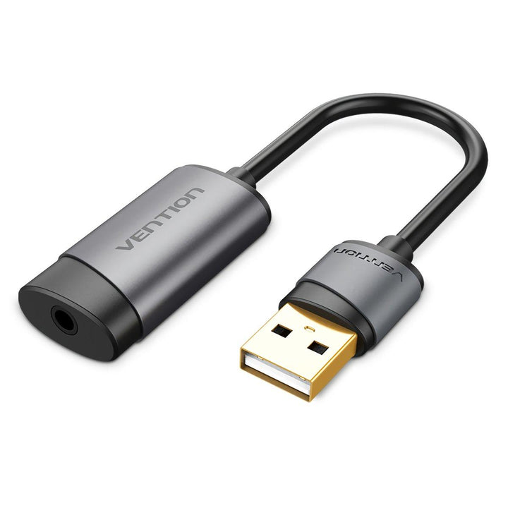 Vention CDJHB USB External Sound Card USB to AUX Jack 3.5mm Earphone Adapter Audio Mic Sound Card 5.1 Free Drive for Computer Laptop (Black) - MRSLM