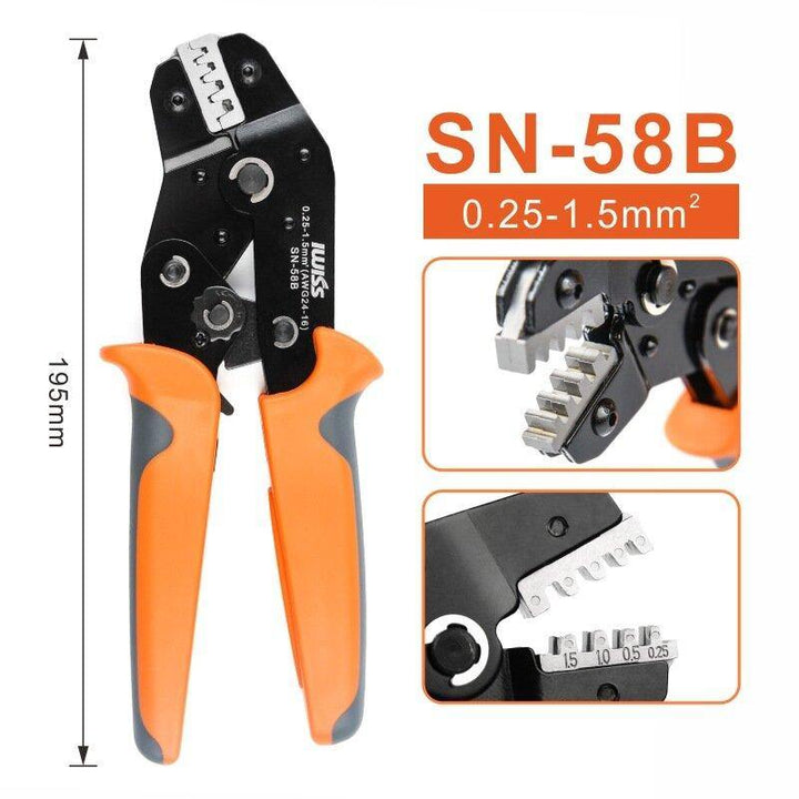 IWISS SN-58b 6.3/ 4.8/2.8 Plug Spring Crimping Tool Ratchet Terminal 0.25-1.5mm Crimping Tool Cold-pressing Bare Terminal Clamp - MRSLM