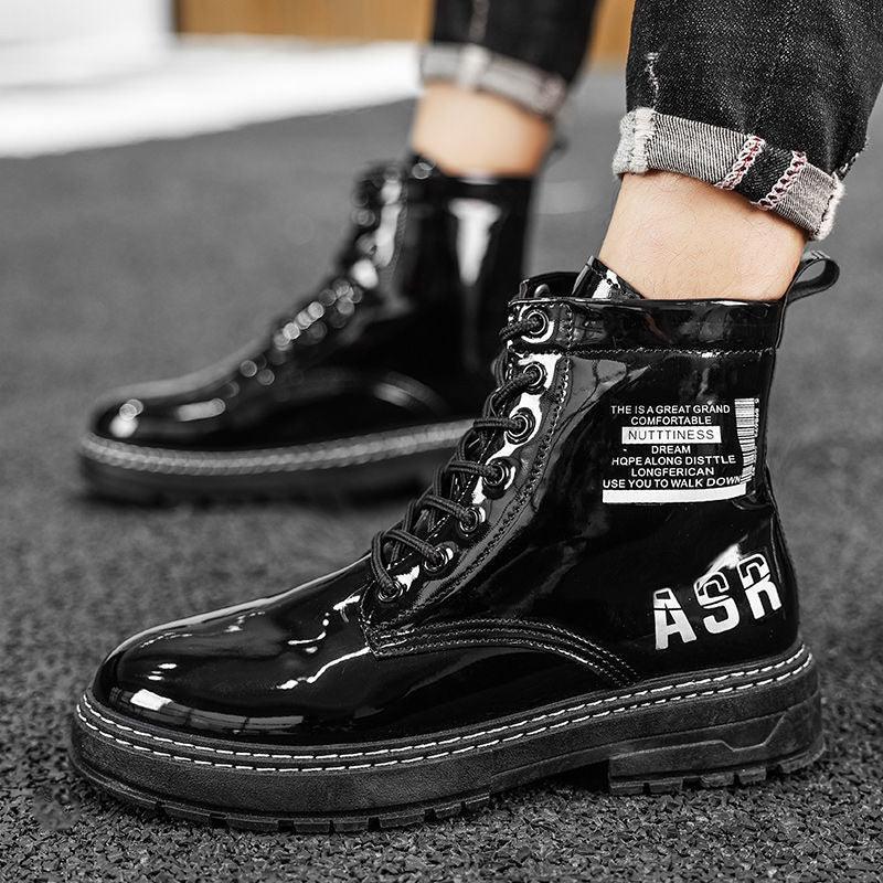 Men's casual PU leather thick-sole boots, view 2 - MRSLM