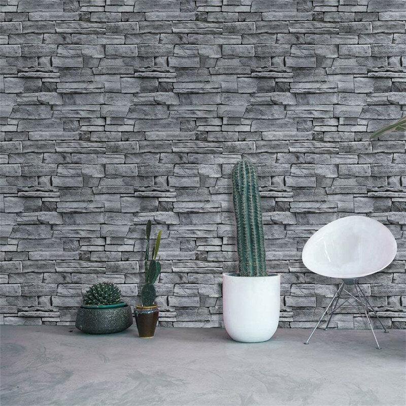 Wallpaper Bricks Slate Textured 3D Effect Grey Brick Tones Wall Paper 45cmx6m - MRSLM