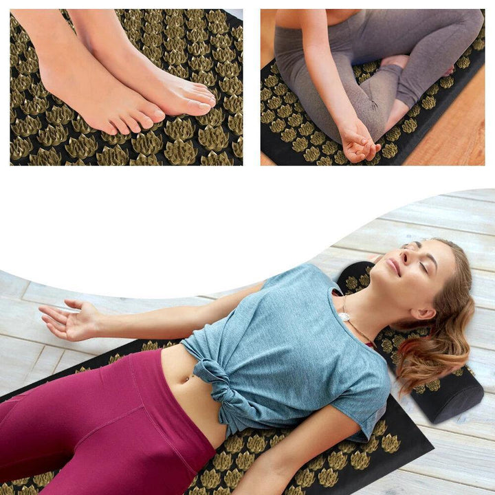 Pranamat Kuznetsov's Applicator Lotus Acupressure Massage Mat Pillow Yoga Mats Foot Neck Back Massager Shaki Mat Cushion Spike Mat - MRSLM