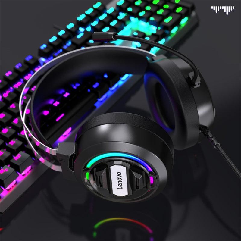 Lenovo H401 Gaming Headset Over-ear 3.5mm USB 7.1 Surround Sound Deep Bass Stereo Game Headphones with Mic for PC Laptop Gamer - MRSLM