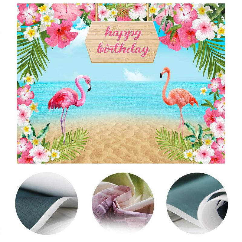 150x100cm 220X150cm Flowers Flamingo Sea Sand Beach Vinyl Backdrops Studio Background Happy Birthday Party Decoration (Plaid#03) - MRSLM