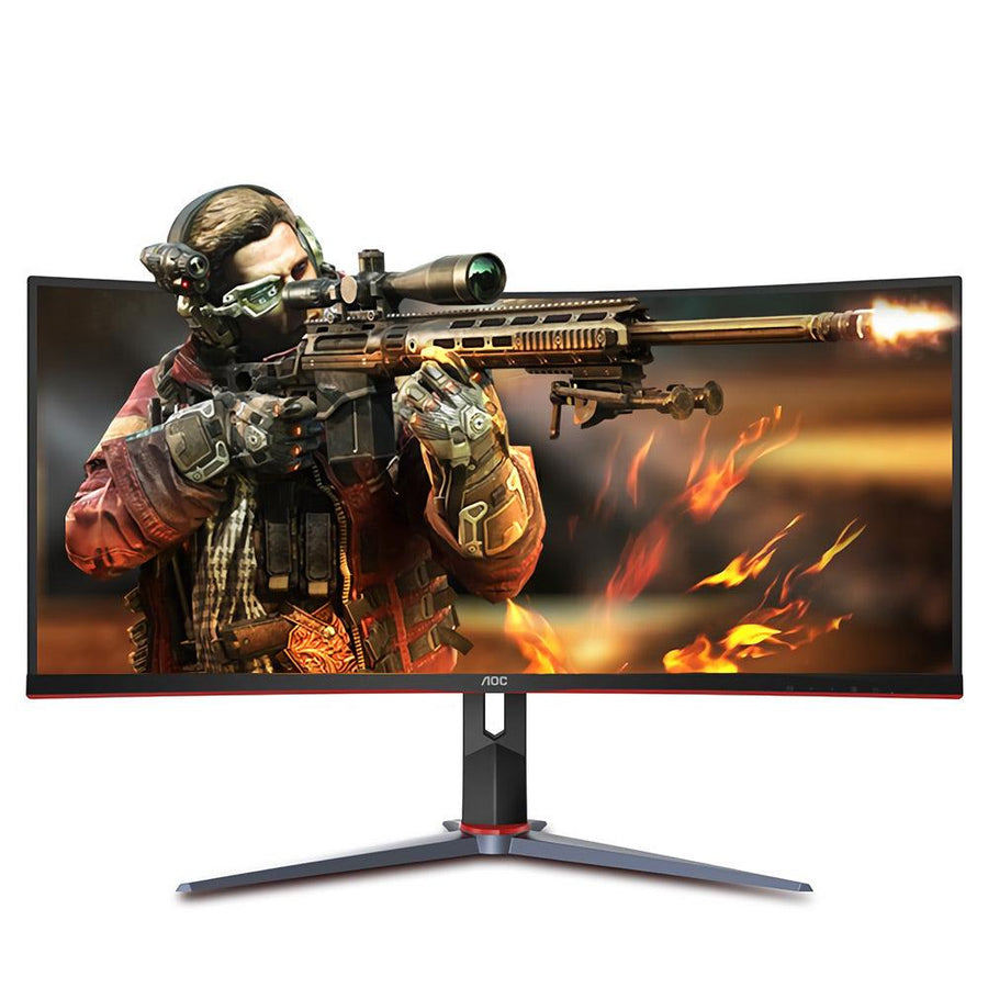 AOC CU34G2X 34-Inch Curved Gaming Monitor Frameless Immersive Bring Fish Screen 144Hz Free-Sync 1ms 2K 3440x1440 Solution 21:9 UltraWide QHD LED Source 1500R Curvature HDR10 Height Adjustable - MRSLM