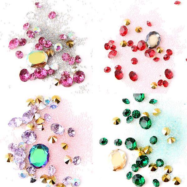 1 Bottle Diamonds Nails Sticker Colorful Beads Crystal Nail Art Decorations - MRSLM