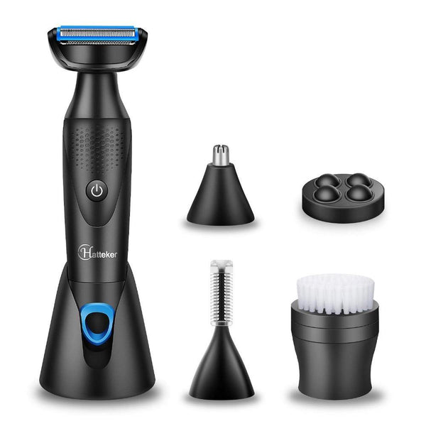 5 in 1 Electric Razor Foil Head Man's Grooming Kit Body Shaver Waterproof Nose Hair Trimmer with Facial Massager Cleaning Brush - MRSLM
