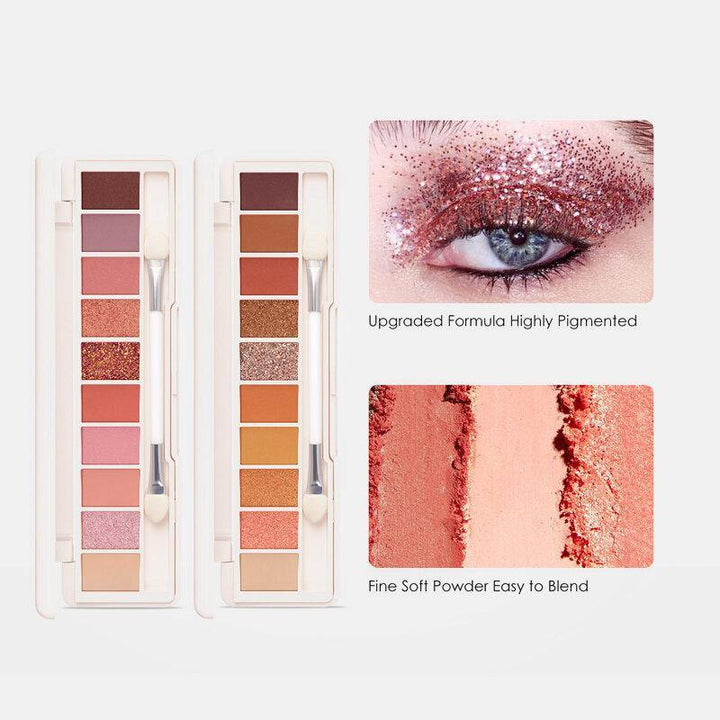 Focallure 10 Colors Eyeshadow Palette Conceler Matte Shimmer Glitter Waterproof Eyeshadow Powder - MRSLM
