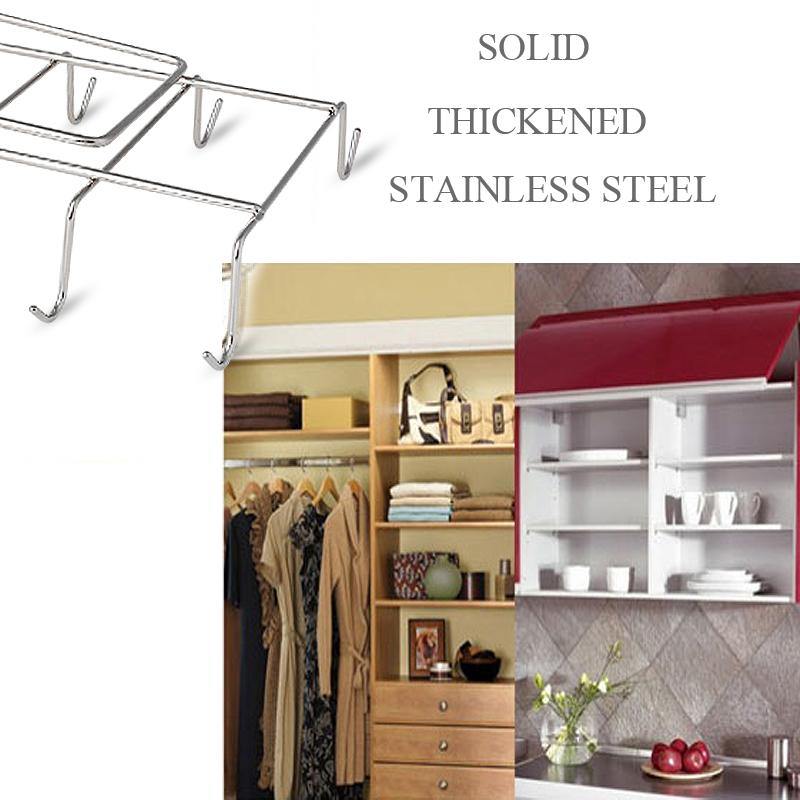 12 Hooks Stainless Steel Kitchen Storage Rack Cupboard Hanging Hook Shelf Dish Hanger Chest Storage - MRSLM