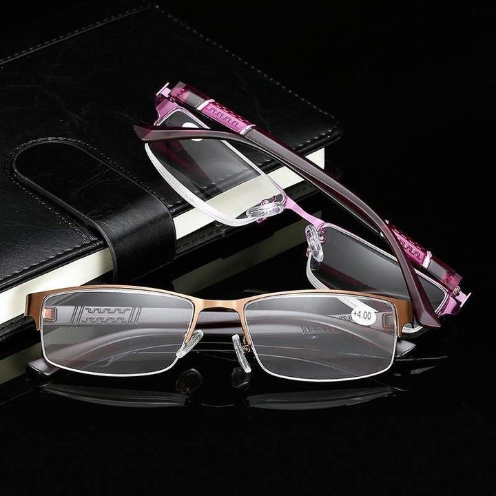 Stainless Steel Resin Lens Reading Glasses Half Frame Presbyopic Glasses - MRSLM